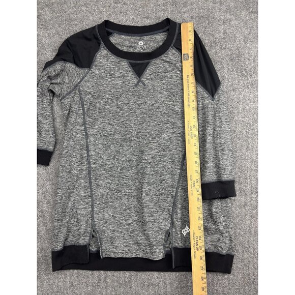 XCVI Sweater Womens Medium Gray Black Raglan Sleeve Pullover Athletic Mesh Trim - Picture 4 of 6